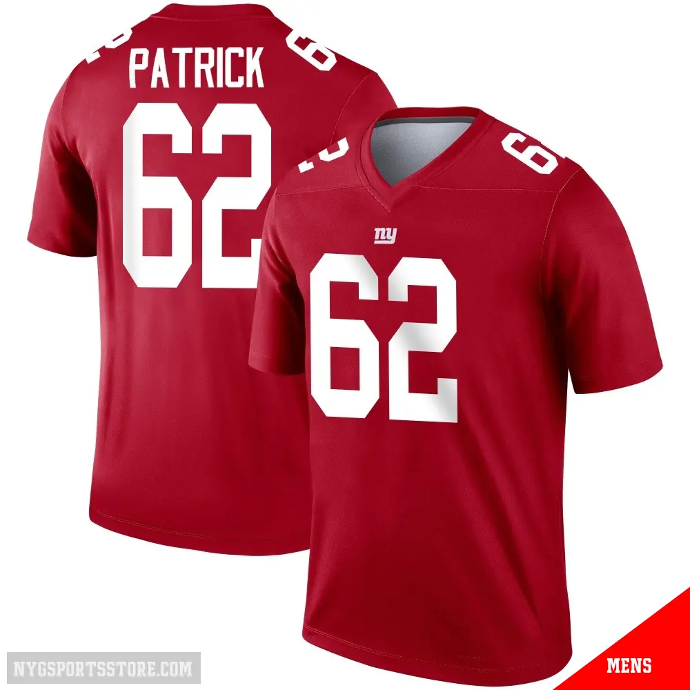 ＃62 Men's Lucas Patrick Red Legend New York Giants Inverted Jersey